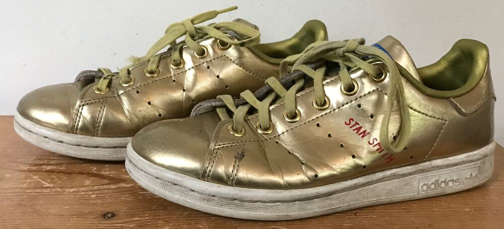 Adidas Stan Smith Gold Metallic Womens Youth Small Athletic Shoes Sneakers 3.5